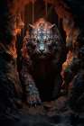 Close-up of fierce feline cryptid creature. AI Generated. Art Print